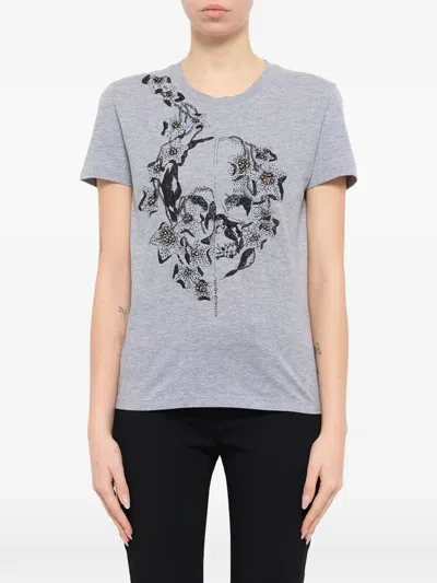 Alexander Mcqueen Ivy Jet Short-sleeve T-shirt In Gray