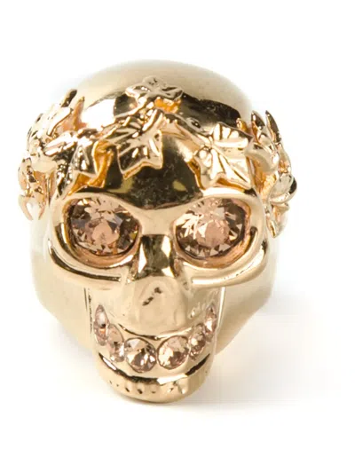 Alexander Mcqueen Ivy Skull Cocktail Ring In Gold