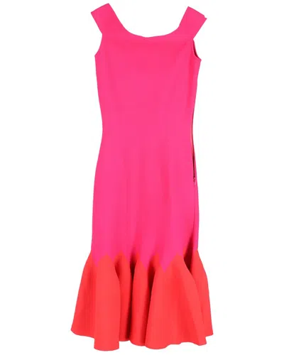Alexander Mcqueen Jaccquard Knit Midi Off-shoulder Dress In Pink