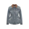 Alexander Mcqueen Alexander Mc Queen Light Blue Washed Denim Jacket With Ruffles