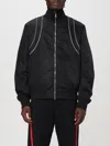 Alexander Mcqueen Solid Color Nylon Bomber Jacket With Contrasting Details In Black