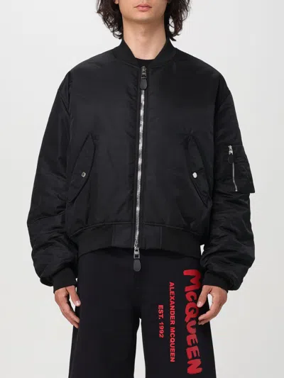 Alexander Mcqueen Mcqueen Graffiti Bomber Jacket In Black Polyfaille In 1010
