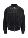 Alexander Mcqueen Black Bomber Jacket With Ghostwash Print In Cotton Denim Man In Black