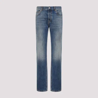 Alexander Mcqueen Straight Leg Jeans With Faux Pocket On The Back. In Blue