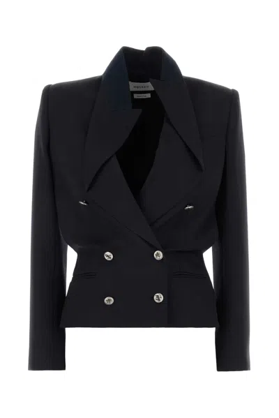 Alexander Mcqueen Double-breasted Wool Blazer In Black