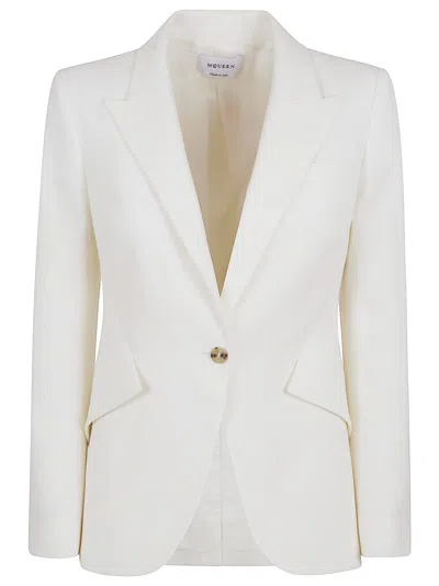 Alexander Mcqueen White Tailored Jacket With Structured Lapels In Neutral