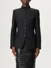 Alexander Mcqueen Mandarin-collar Button-front Fitted Jacket In Black