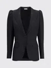 Alexander Mcqueen Tailored Jacket With Notched Lapels And Padded Shoulders In Black