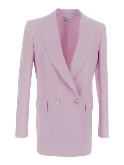 Alexander Mcqueen Women Double-breasted Jacket In Pink