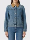 Alexander Mcqueen Fitted Blue Jacket With Peplum Hem And Contrasting Collar In Blue