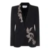 Alexander Mcqueen Floral Crystal One-button Crepe Blazer