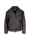 Alexander Mcqueen Oversized Antiqued Leather Biker Jacket