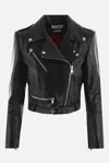 Alexander Mcqueen Mcqueen Cropped Leather Jacket With Off-center Zip Closure
