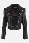 Alexander Mcqueen Mcqueen Cropped Leather Jacket With Off-center Zip Closure