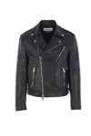 Alexander Mcqueen Leather Jacket With Belted Waist And Epaulettes In Black