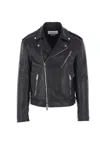 Alexander Mcqueen Leather Jacket With Belted Waist And Epaulettes In Black