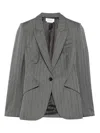 Alexander Mcqueen Herringbone Striped Single-breasted Blazer Jacket In Gray