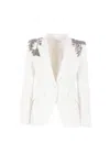 Alexander Mcqueen Embroidered Single-breasted Blazer In Neutral