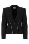 Alexander Mcqueen Zip-embellished Single-breasted Blazer In Black