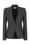 Alexander Mcqueen Mcqueen Women Single-breasted Pinstripe Blazer In Gray