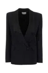 Alexander Mcqueen Mcqueen Double-breasted Blazer With Satin Details In Black