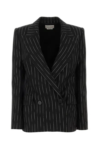 Alexander Mcqueen Jackets And Vests In Blackivory
