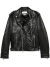 Alexander Mcqueen Leather Jacket With Belted Waist And Epaulettes In Black