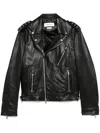 Alexander Mcqueen Leather Jacket With Belted Waist And Epaulettes In Black