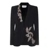 Alexander Mcqueen Floral Crystal One-button Crepe Blazer In Black