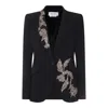 Alexander Mcqueen Floral Crystal One-button Crepe Blazer In Black