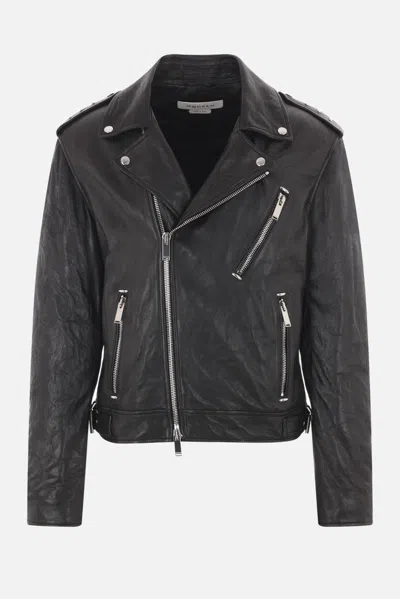 Alexander Mcqueen Piercing Leather Jacket In Black