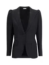 Alexander Mcqueen Tailored Jacket With Notched Lapels And Padded Shoulders In Black