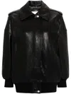 Alexander Mcqueen Black Leather Jacket With Epaulettes In Black
