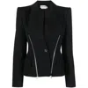 Alexander Mcqueen Alexander Mc Queen Single Breasted Grain De Poudre Wool Jacket In Black
