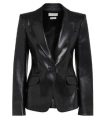Alexander Mcqueen Women's Luxurious 100% Leather Jacket In Black
