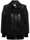 Alexander Mcqueen Black Leather Jacket With Epaulettes In Black