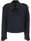 Alexander Mcqueen Alexander Mc Queen Short Double Breasted Navy Blue Jacket In Blue