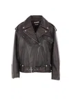 Alexander Mcqueen Oversized Antiqued Leather Biker Jacket In Brown