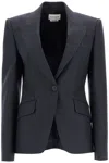 Alexander Mcqueen Mcqueen Women Single-breasted Pinstripe Blazer In Gray