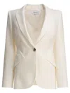 Alexander Mcqueen Single-breasted Buttoned Jacket In Neutral