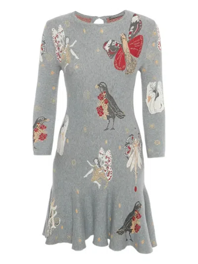 Pre-owned Alexander Mcqueen Jacquard-details Mini Dress In Gray
