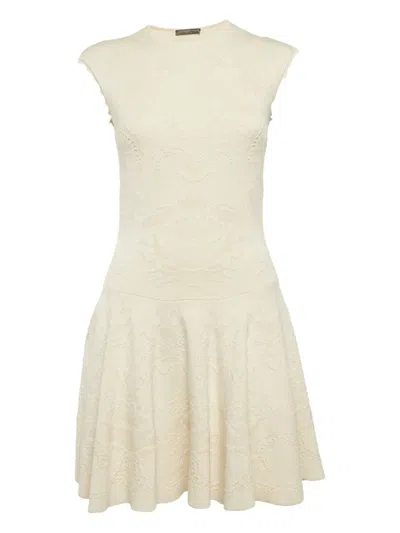 Pre-owned Alexander Mcqueen Jacquard Floral Mini Dress