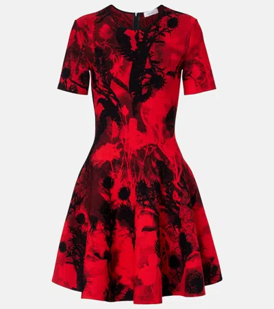 Alexander Mcqueen Jacquard Minidress In Red