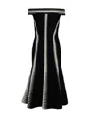 Alexander Mcqueen Jacquard Off-shoulder Midi Dress In Schwarz