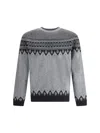 Alexander Mcqueen Mcqueen Skull Fair Isle Wool Crewneck Sweater In Gray