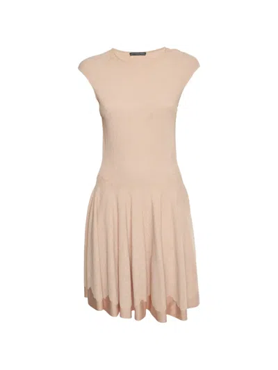 Pre-owned Alexander Mcqueen Jacquard Sleeveless Mini Dress In Neutral