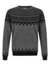 Alexander Mcqueen Mcqueen Skull Fair Isle Wool Crewneck Sweater In Gray