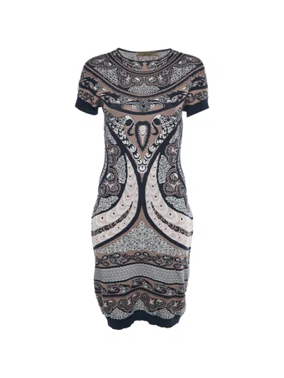 Pre-owned Alexander Mcqueen Jacquard-knit Midi Dress In Neutral