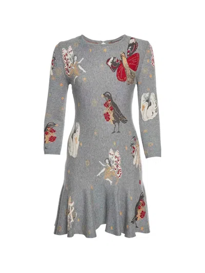 Pre-owned Alexander Mcqueen Jacquard-knit Mini Dress In Gray