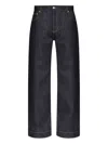 Alexander Mcqueen Wide Leg Denim Contrast Stitching In Blue